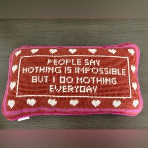 Furbish needlepoint and velvet throw pillow